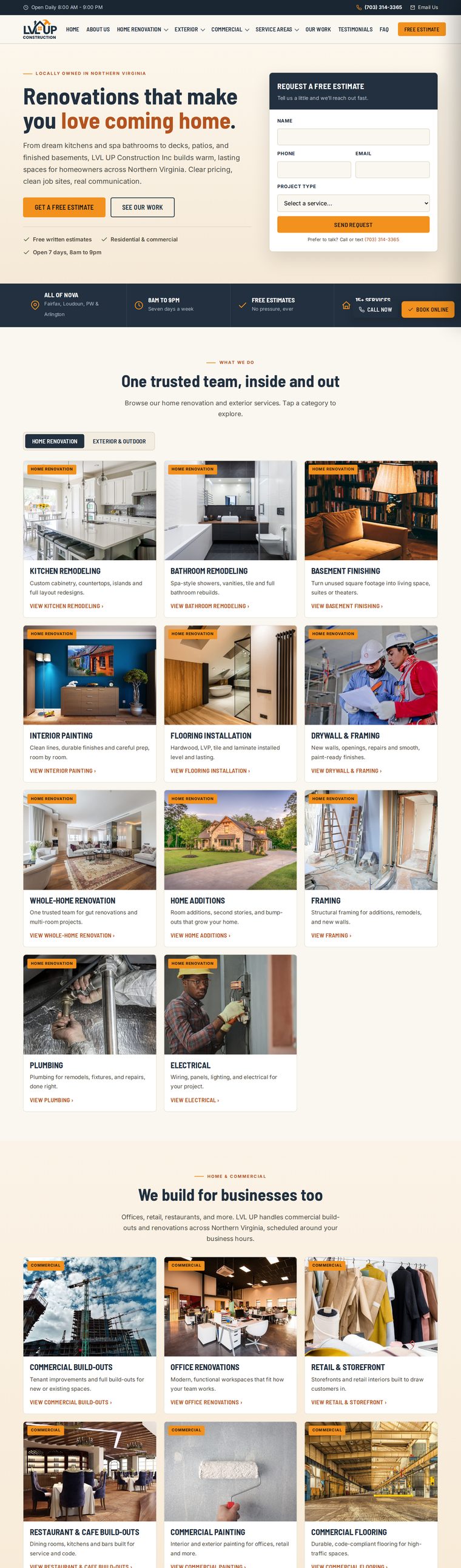 LVL Up Construction website preview