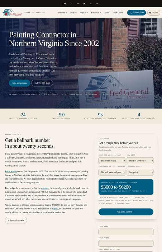 fredgeneralpainting.com website