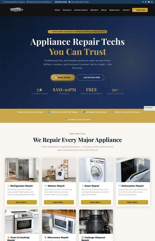 platinumappliancerepair.net website