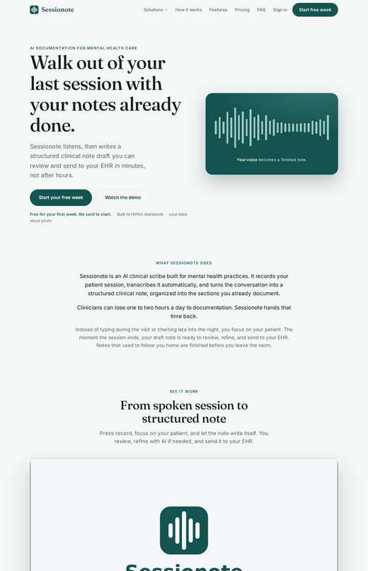 sessionote.com website